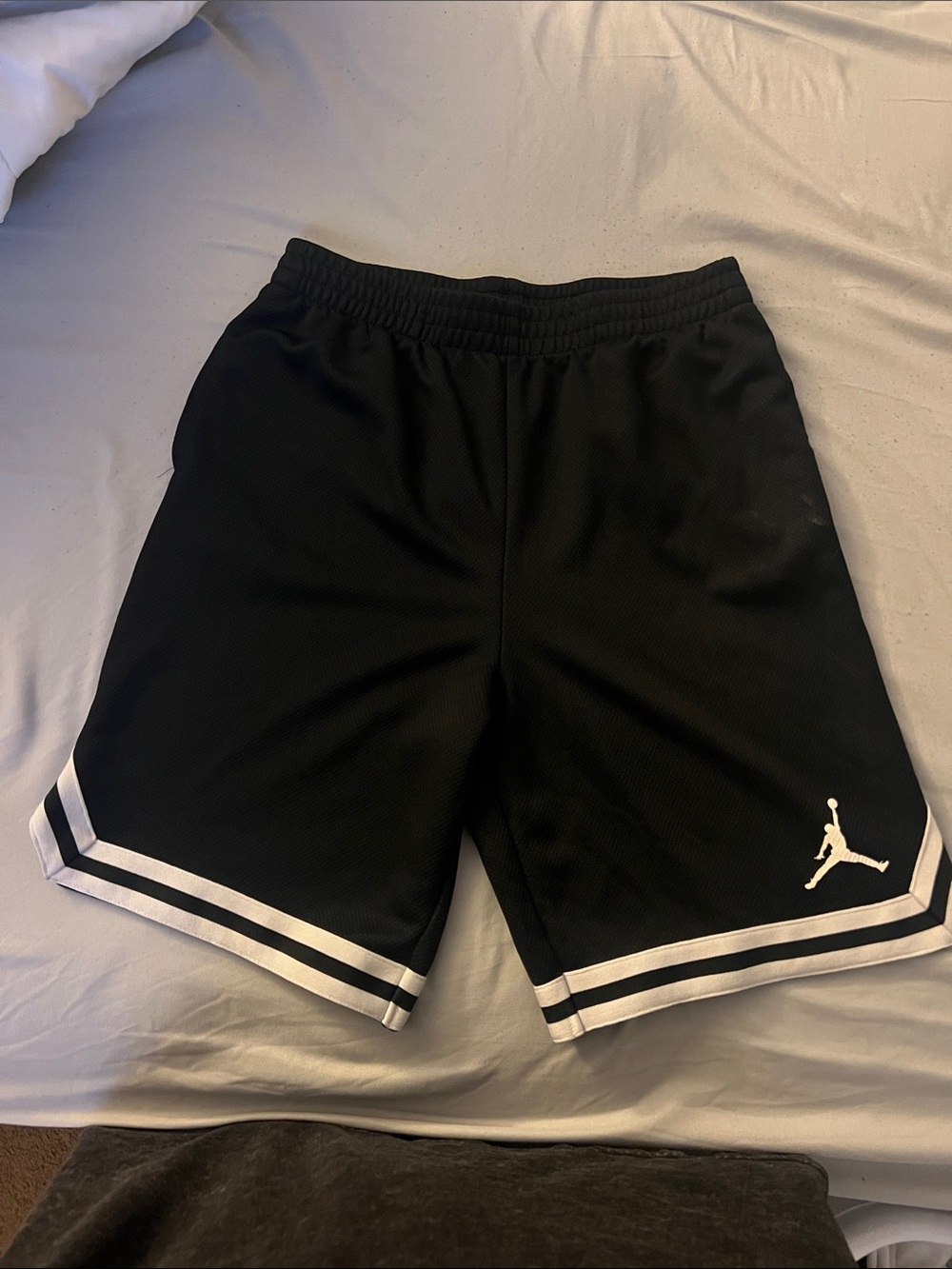 Jordan Black Basketball Shorts with White Trim and Jumpman